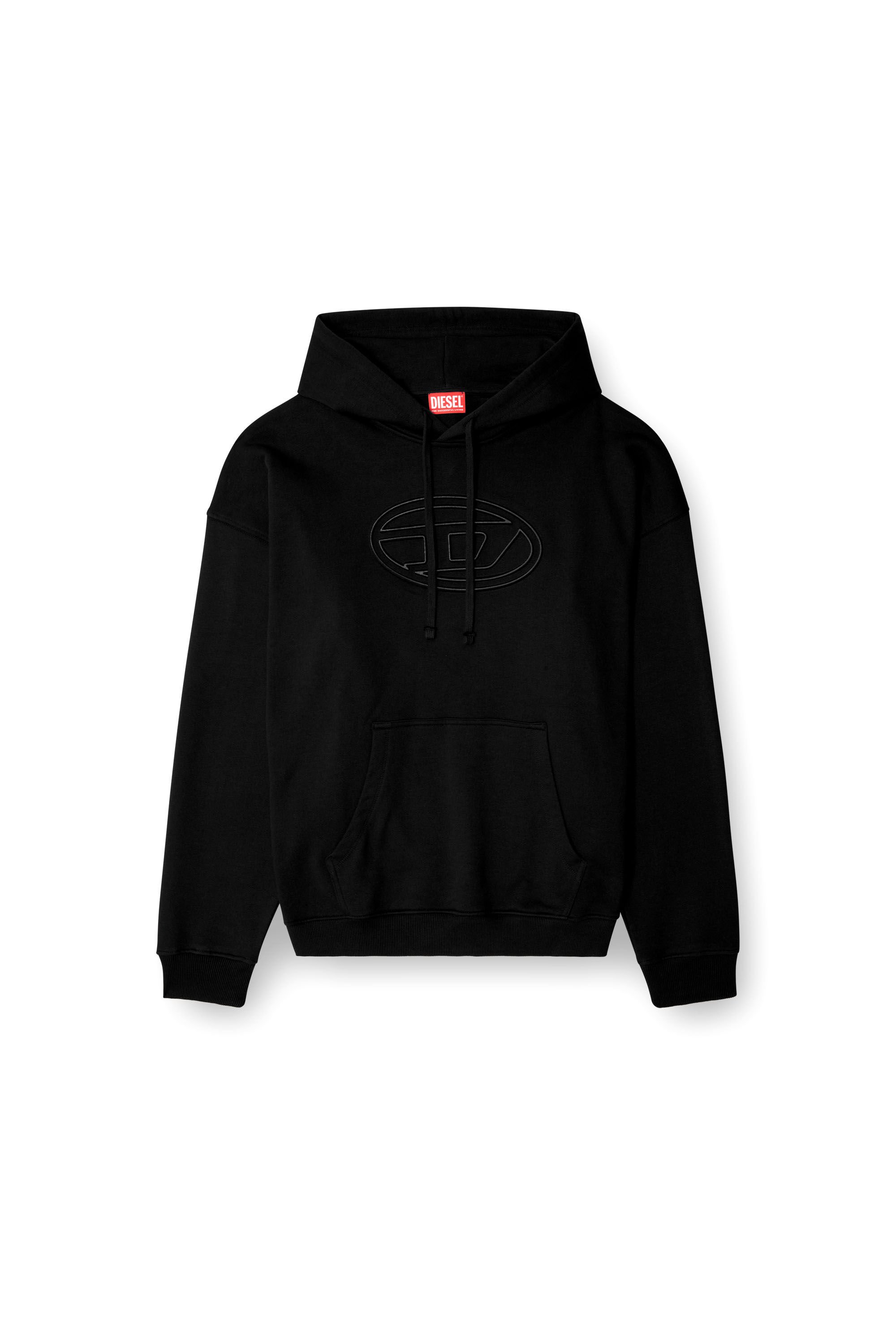 Diesel - S-UMMER-BIGOVAL, Man's Hoodie with embossed Oval D in Black - 2