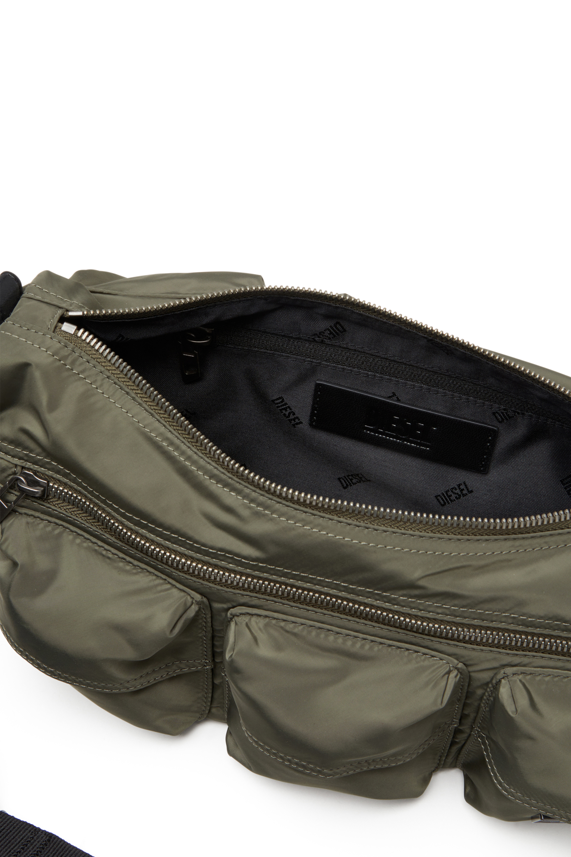 Diesel - MULTI-PKTS SHOULDER BAG X, Unisex's Multi-Pkts-Multipocket bag in utilitarian shell in Green - 4