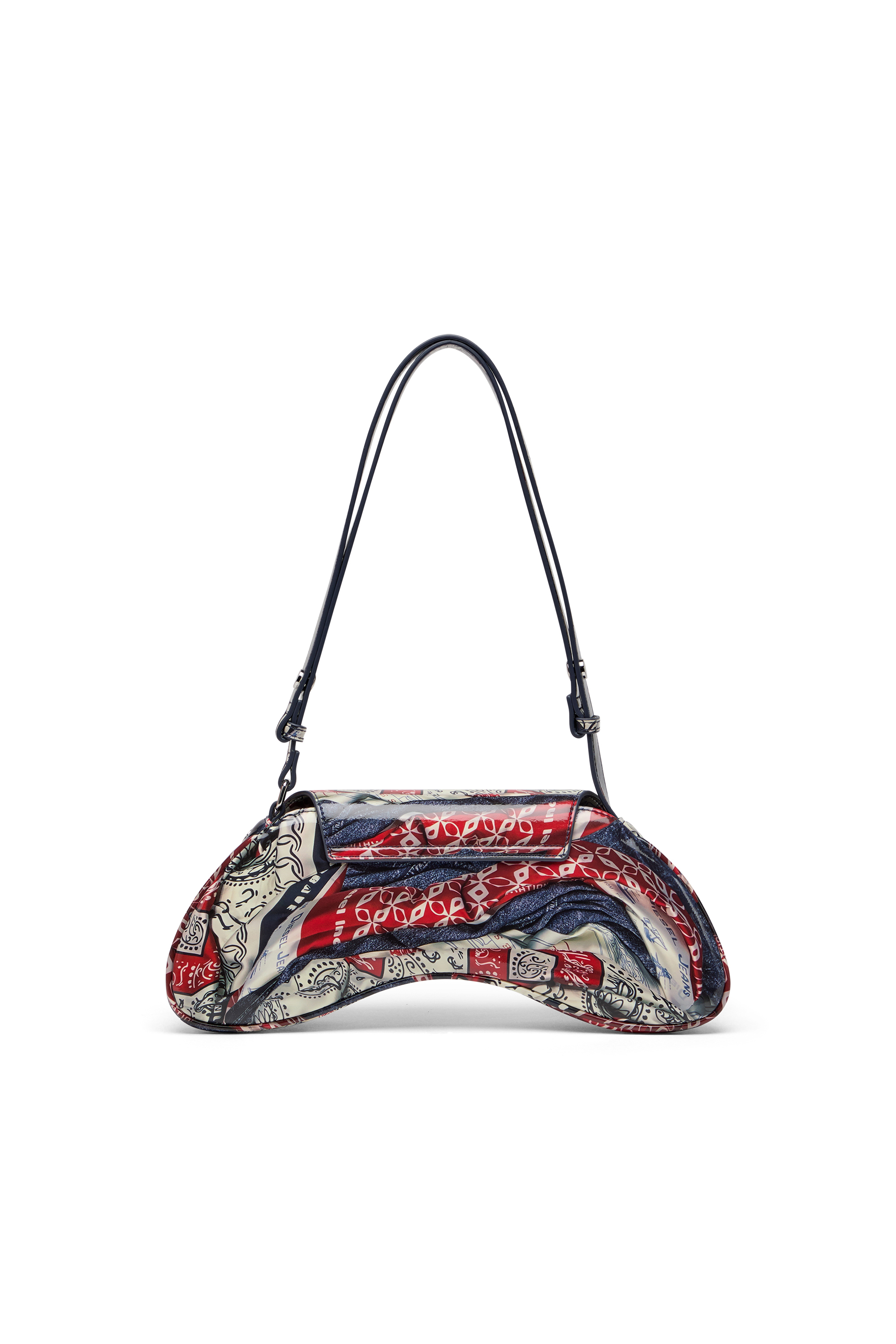 Diesel - PLAY CROSSBODY, Woman's Play-Shoulder bag in printed glossy PU in White/Blue - 2
