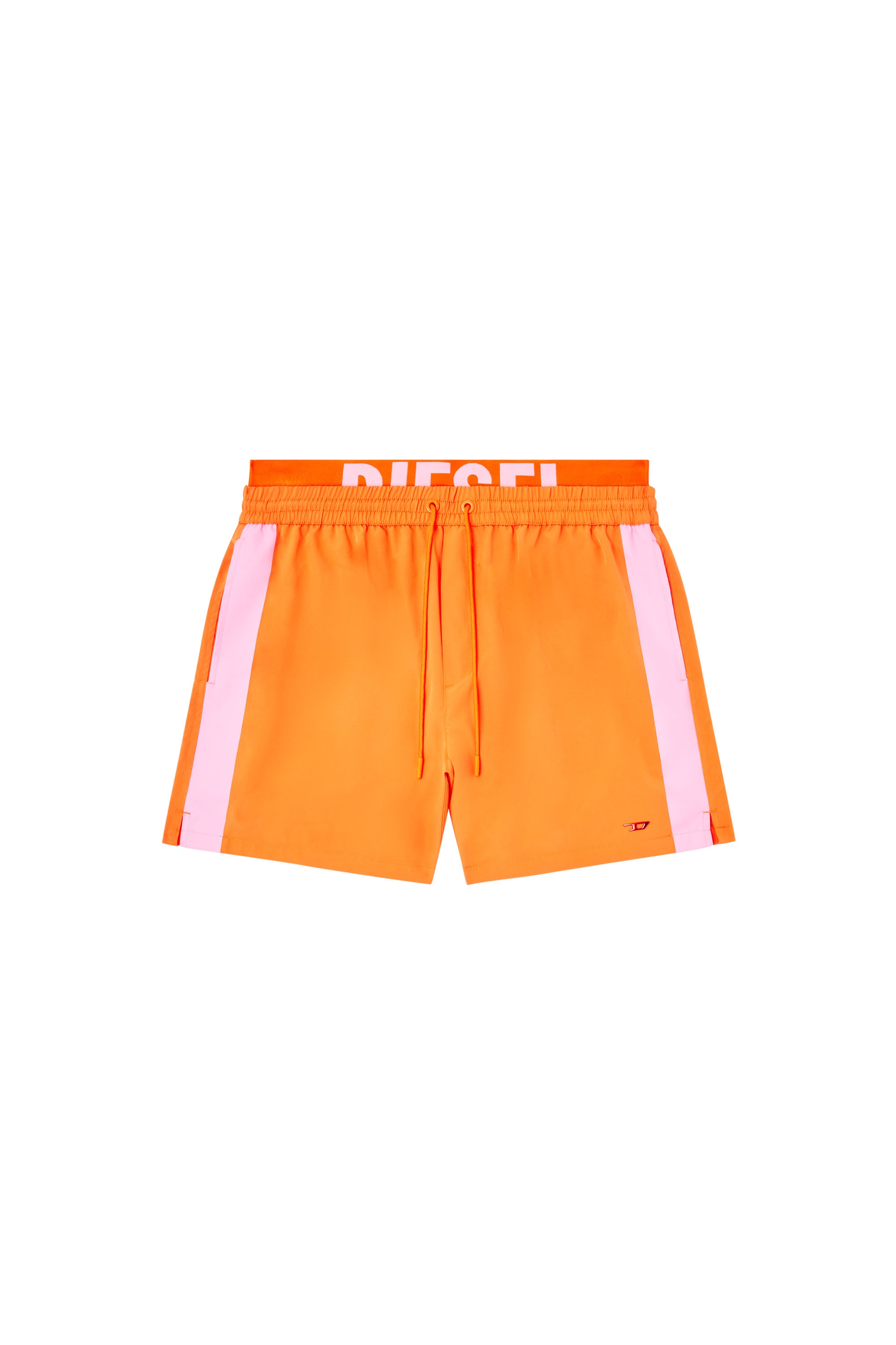 Diesel - VISPER-41-D-POP, Man's Mid-length swim shorts with hybrid waist in Orange/Pink - 4